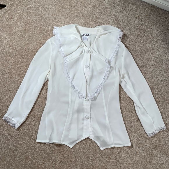 Lace Button Up Blouse - Picture 1 of 9